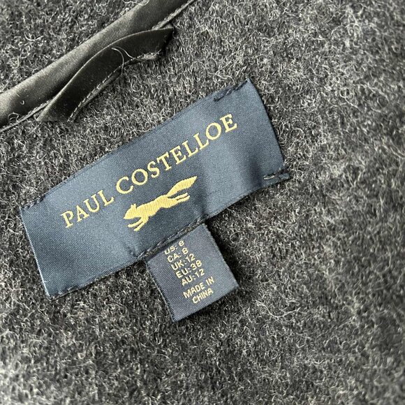 Paul Costelloe Charcoal Wool Felt Minimalist Jacket with Fold Collar – US 8 - Picture 12 of 12